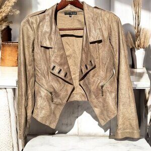 Extenzo Paris Faux Tan Suede Cowboy Jacket French Fashion Size 40